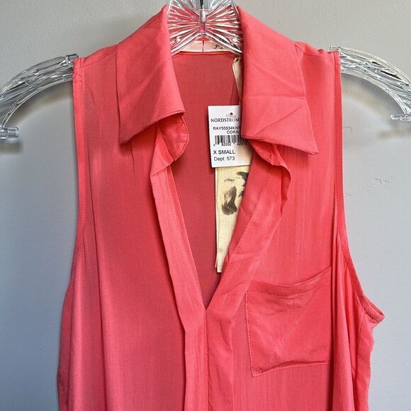 NWT Nordstrom x Gibson Lightweight Collared Sleeveless V-neck Pullover Blouse XS - Picture 6 of 15